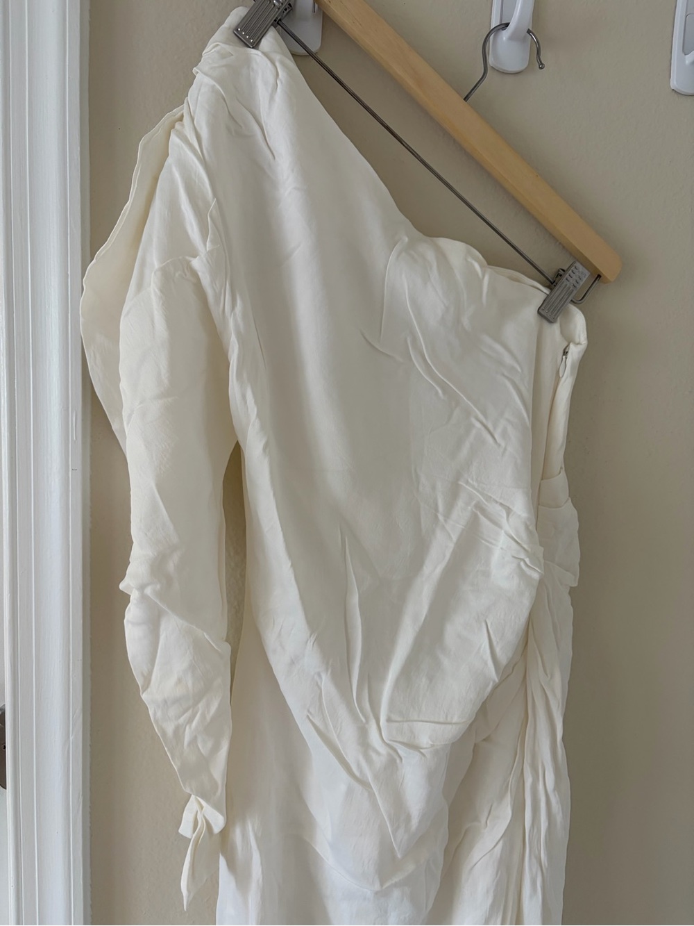Zara Cream One-Shoulder Midi Dress